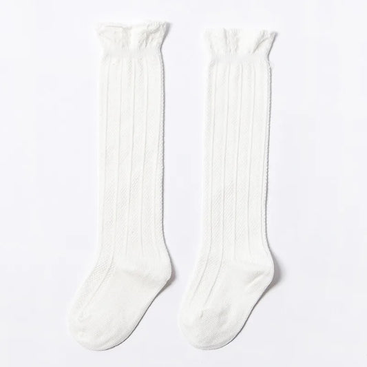 Tall Cotton Baby Socks - White