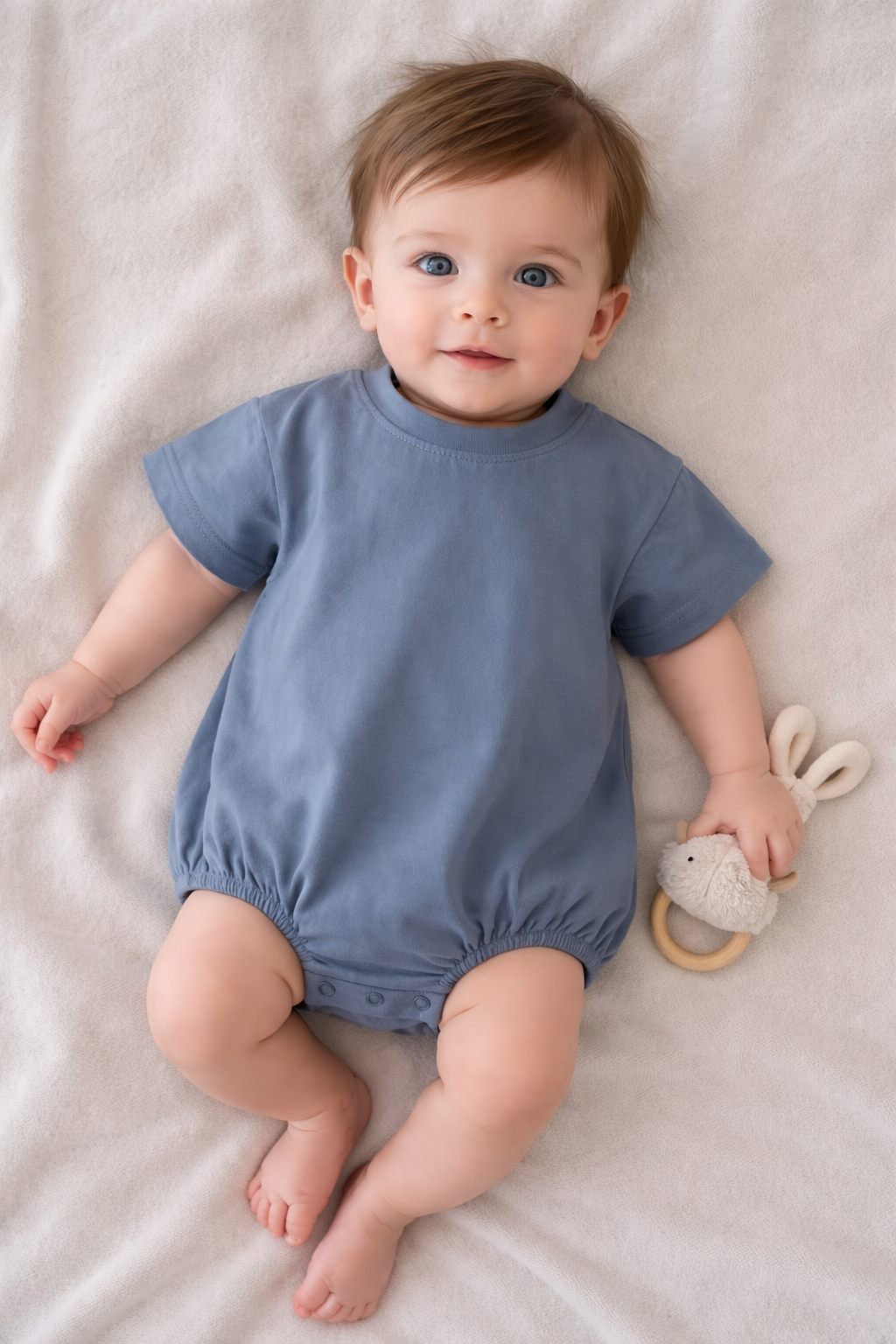 Slate Blue T-shirt Bubble Romper