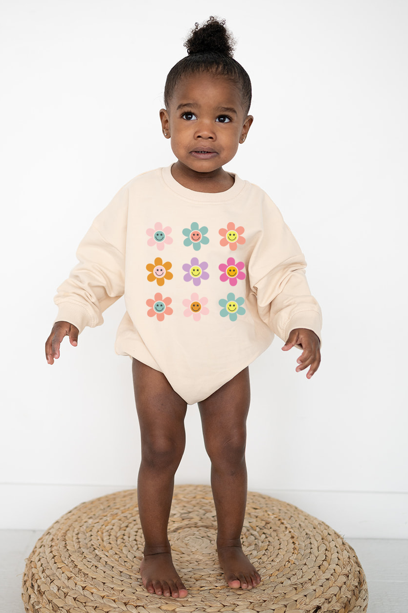 Oversized Cozy Romper- Happy Daisies