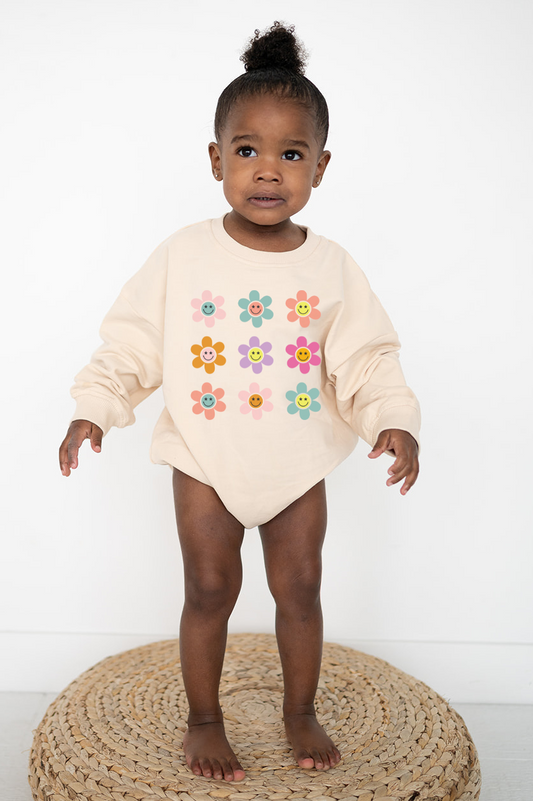 Oversized Cozy Romper- Happy Daisies