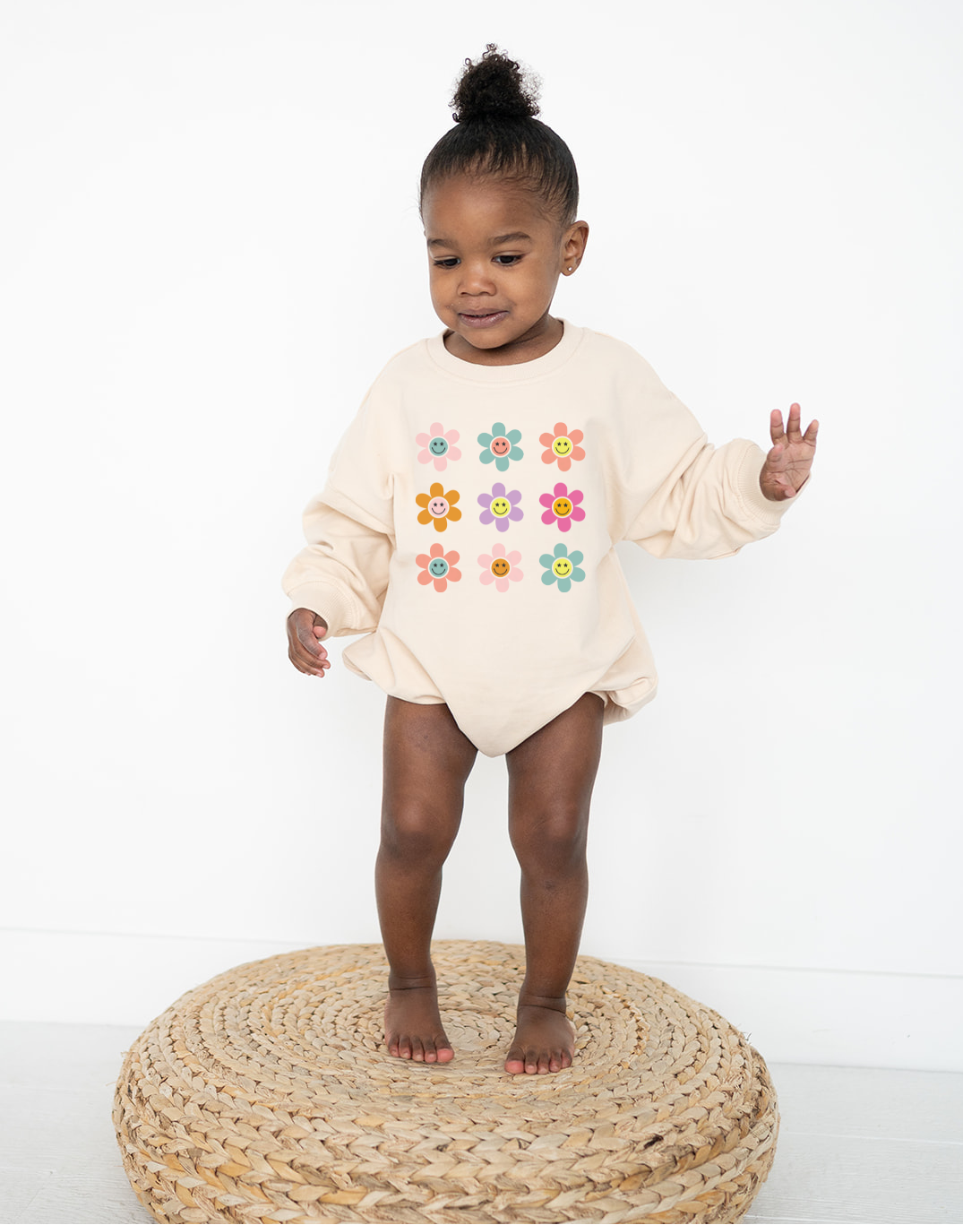 Oversized Cozy Romper- Happy Daisies