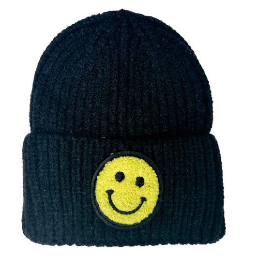 Black Smile Patch Beanie