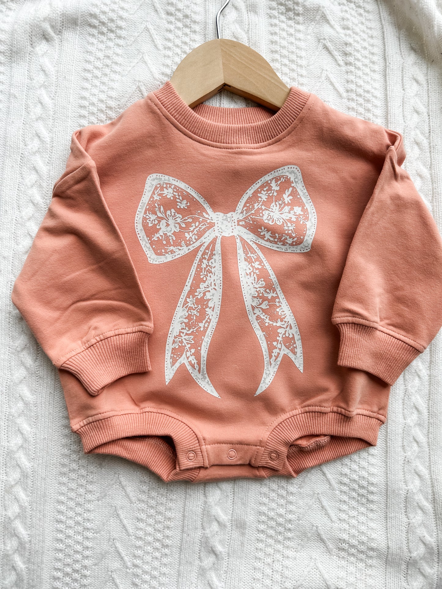 Pink Bow Oversized Cozy Romper